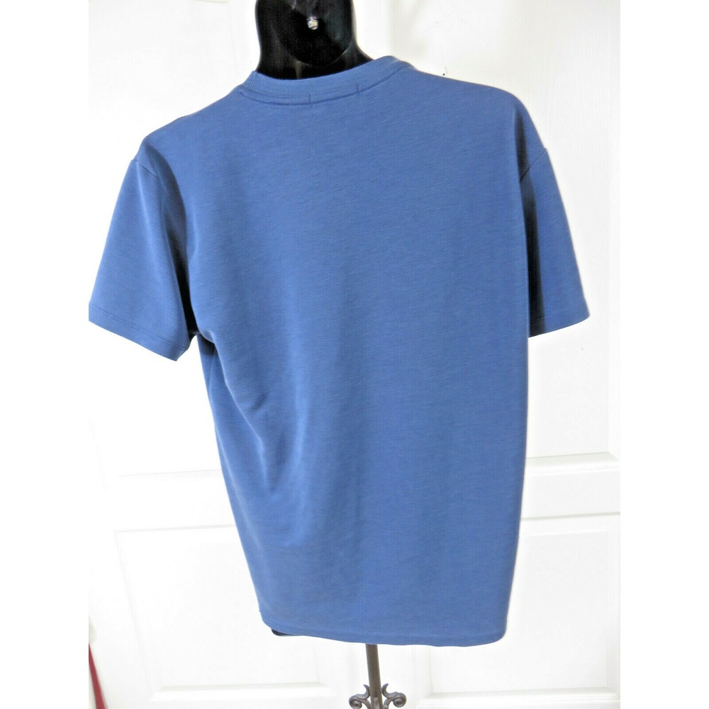 Mens Brandini Short Sleeve Knit Collarless Shirt Tshirt Blue Size Large - Picture 2 of 3